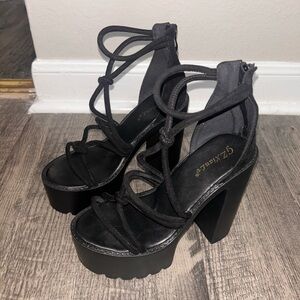 Black Strap Platform Heels
